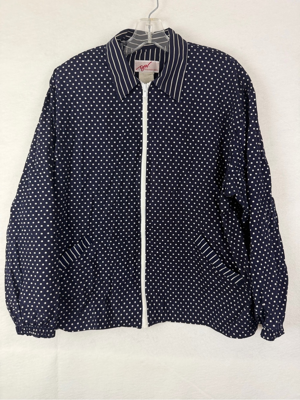 80’s Polka Dot Navy Zip-Front Jacket Women’s M